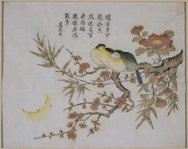 Série dite de Kaempfer : Bambou et camélias roses