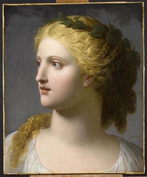 Tête de femme couronnée de laurier
