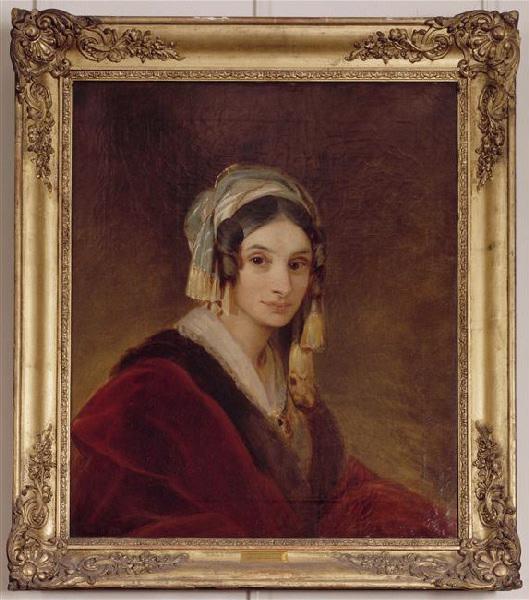 Portrait de femme en manteau de velours