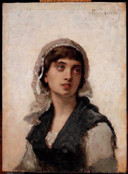 Jeune Femme aux yeux levés vers le ciel