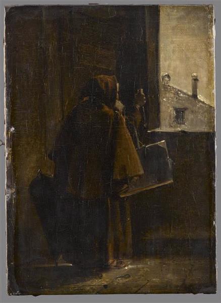 Moine sonnant à la porte du peintre Chauvin