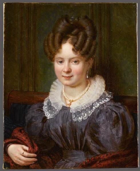 Portrait de femme à collerette de tulle