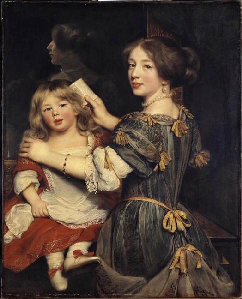 La Fille aînée de l'artiste peignant son frère ; Portrait de la femme de l'artiste, en train de peigner les cheveux de sa fille (ancien titre)