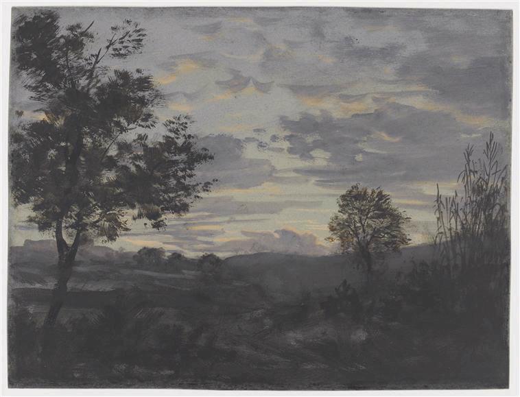 Paysage de France ; effet de soir