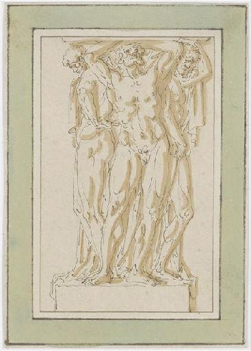 Etude d'atlantes ; Ancien titre : Projet de support monumental constitué par trois atlantes