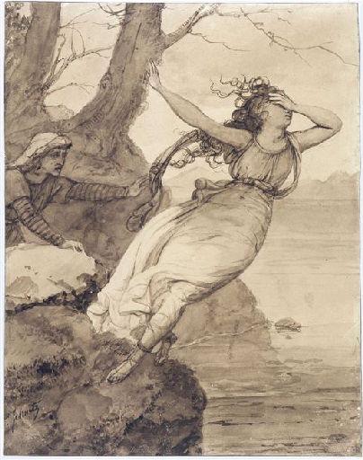 Sapho se laissant tomber dans la mer
