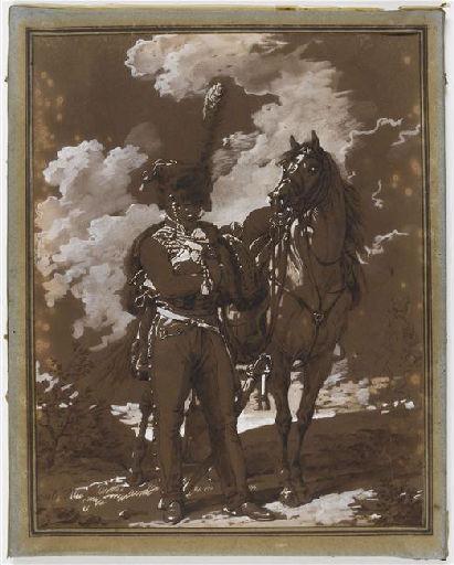 Hussard à côté de sa monture