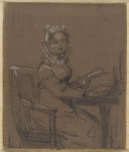 Portrait de jeune femme tenant un papier