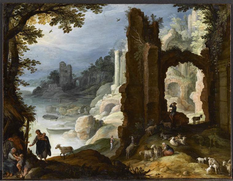 La Sainte Famille dans les ruines