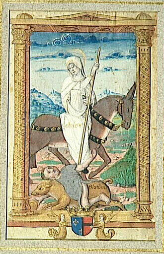 Rondeau des Vertus ; Patience contre Ire (Rondeau) ; Sobriété contre Gloutonnerie (Miniature)