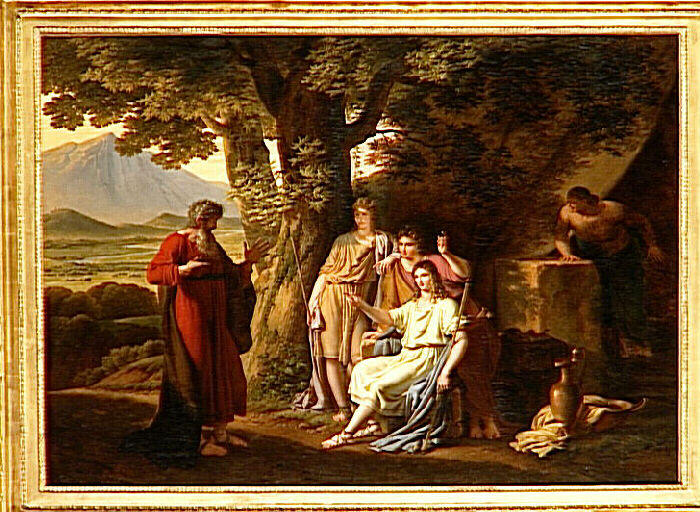 L'Apparition des Anges à Abraham, ou : Trois jeunes hommes apparaissent à Abraham au chêne de Mambré et lui prédisent que sa femme concevra un fils
