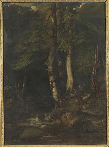 Intérieur de forêt avec braconniers
