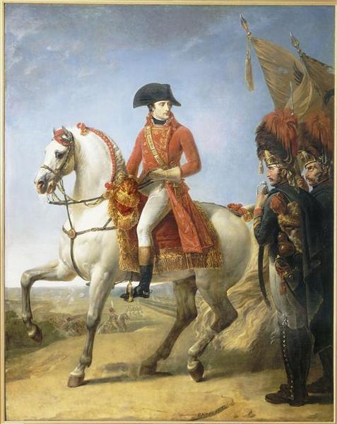 Portrait équestre de Bonaparte, 1er Consul à Marengo : Bonaparte distribuant des sabres d'honneur aux grenadiers de la garde consulaire après la bataille de Marengo