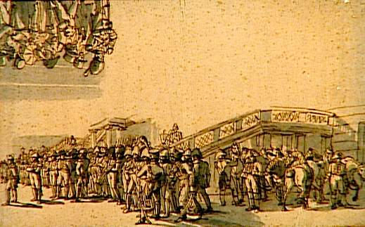 L'Empereur et son état-major devant le grand perron du château de Schönbrunn pendant l'été 1809