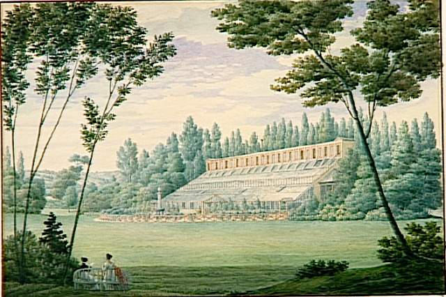 Vue extérieure de la Serre Chaude à Malmaison