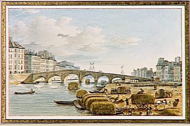 Vue du Port au foin, situé quai de la Tournelle, prés du pont du même nom, à Paris