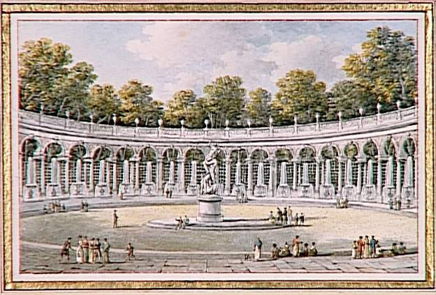 Vue du Bosquet de la Colonnade, situé dans les jardins de Versailles, et au centre duquel se voit le beau groupe de l'Enlèvement de Proserpine par Pluton du célèbre sculpteur Girardon