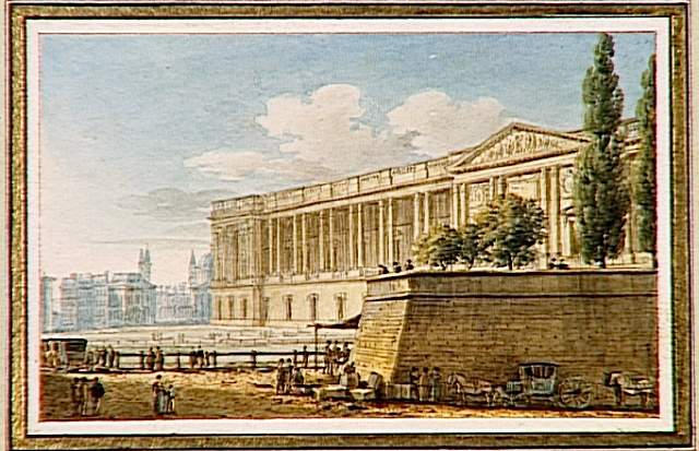 Vue du Palais du Louvre prise de la rue d'Angivillers, à Paris