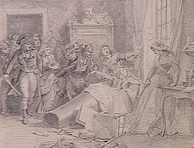 55 scènes de la Révolution, l'Empire et la Restauration Projets d'illustration : Assassinat de Marat