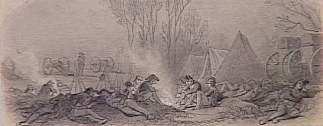 55 scènes de la Révolution, l'Empire et la RestaurationProjets d'illustration : scène de bivouac en hiver