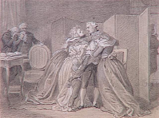 55 scènes de la Révolution, l'Empire et la RestaurationProjets d'illustration : les adieux de Louis XVI à sa famille