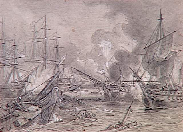 55 scènes de la Révolution, l'Empire et la Restauration Projets d'illustration : combat naval