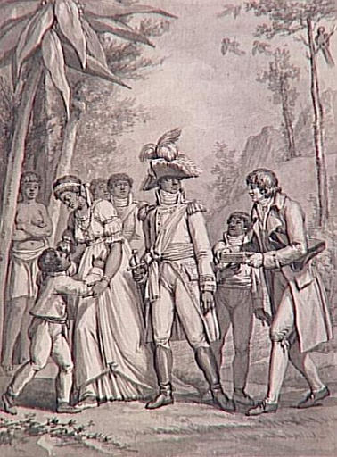 69 dessins pour l'illustration de l'Histoire de France sous l'Empire de Napoléon le Grand : Toussaint Louverture reçoit une lettre du Premier Consul, 1802