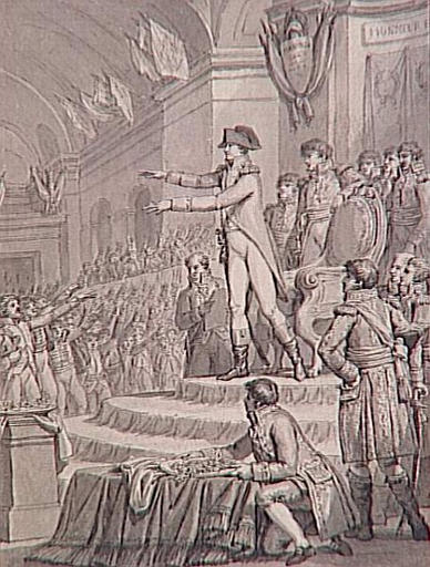 69 dessins pour l'illustration de l'Histoire de France sous l'Empire de Napoléon le Grand : L'Empereur reçoit le serment des membres de la Légion d'Honneur