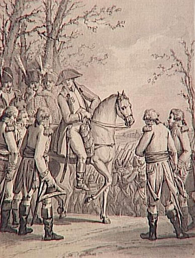 69 dessins pour l'illustration de l'Histoire de France sous l'Empire de Napoléon le Grand : La garnison d'Ulm défile devant l'Empereur, 1805