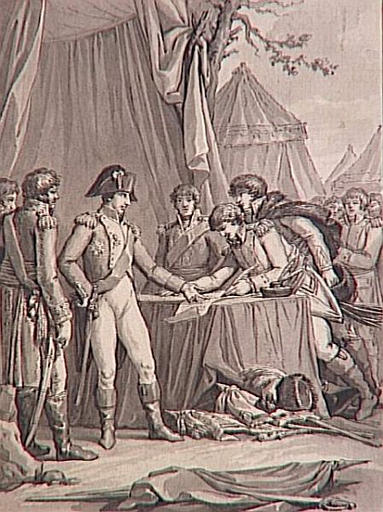 69 dessins pour l'illustration de l'Histoire de France sous l'Empire de Napoléon le Grand : après Iena, l'Empereur rend la liberté à six mille Saxons