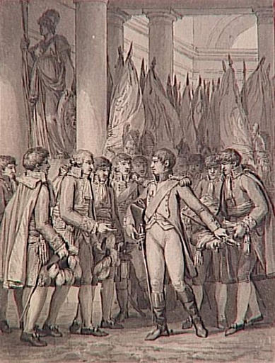 69 dessins pour l'illustration de l'Histoire de France sous l'Empire de Napoléon le Grand : l'Empereur donne audience aux députés du Sénat
