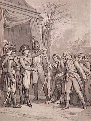 69 dessins pour l'illustration de l'Histoire de France sous l'Empire de Napoléon le Grand : reddition de la ville de Madrid à l'empereur