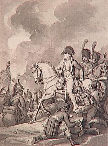 69 dessins pour l'illustration de l'Histoire de France sous l'Empire de Napoléon le Grand : l'empereur est blessé à la bataille de Ratisbonne