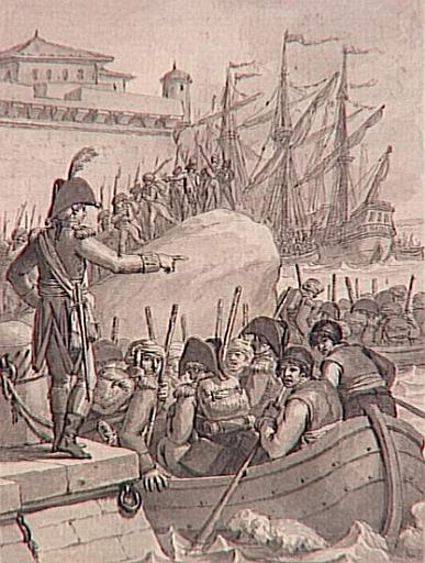 69 dessins pour l'illustration de l'Histoire de France sous l'Empire de Napoléon le Grand :Les Anglais abandonnent l'île de Walcheren