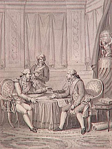 69 dessins pour l'illustration de l'Histoire de France sous l'Empire de Napoléon le Grand :Traité de paix entre la France et la Suède
