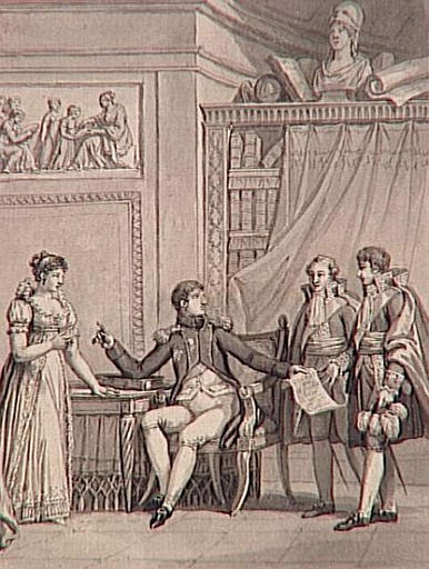 69 dessins pour l'illustration de l'Histoire de France sous l'Empire de Napoléon le Grand : L'Empereur établit Six Maisons de Jeunes Orphelines