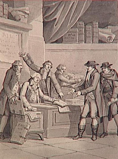 69 dessins pour l'illustration de l'Histoire de France sous l'Empire de Napoléon le Grand : La Banque d'Angleterre suspend les paiements en espèces