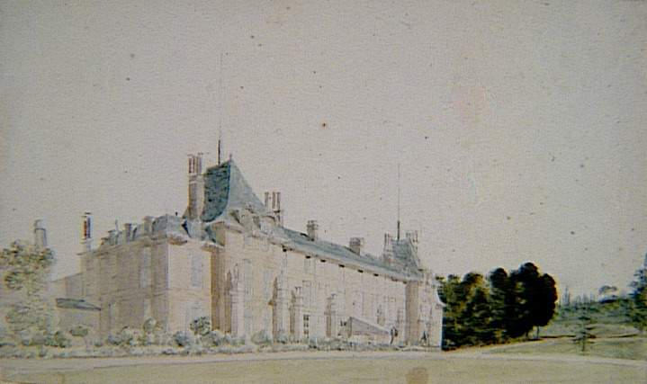 Recueil de 21 vues de Paris et de ses environs : château de Malmaison Façade sur les jardins, angle nord-ouest