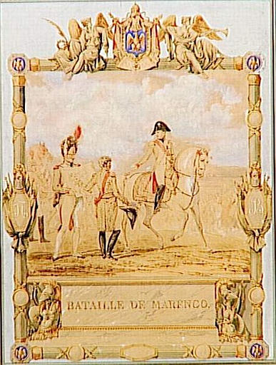 Bataille de Marengo (étude préparatoire pour l'aquarelle servant de frontispice à l'ouvrage de Berthier : relation de la bataille de Marengo)