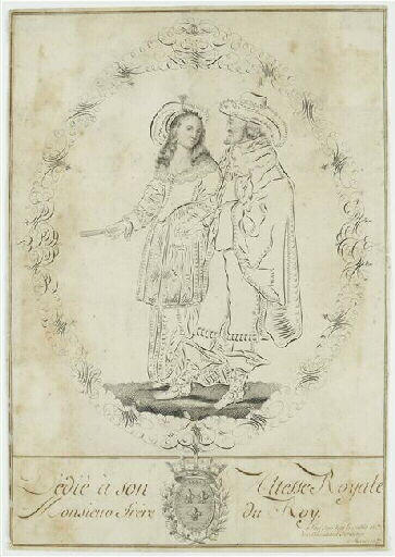 Henri IV et une dame ; Dessin calligraphique