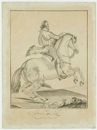 Henri IV à cheval se dirigeant vers la droite