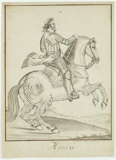 Henri IV à cheval se dirigeant vers la droite