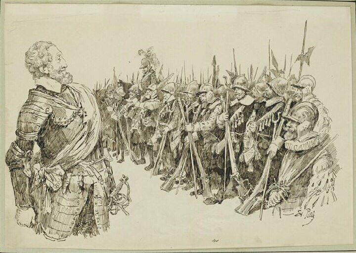 Henri IV passant ses soldats en revue