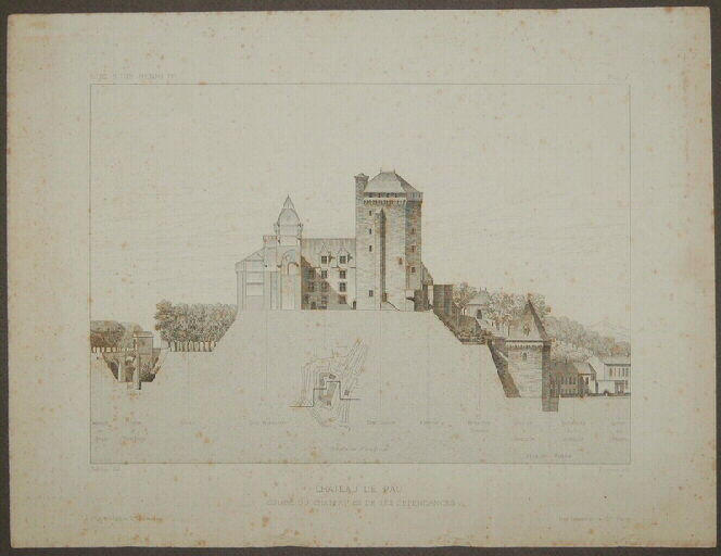 Château de Pau- Coupe du château et des ses dépendances