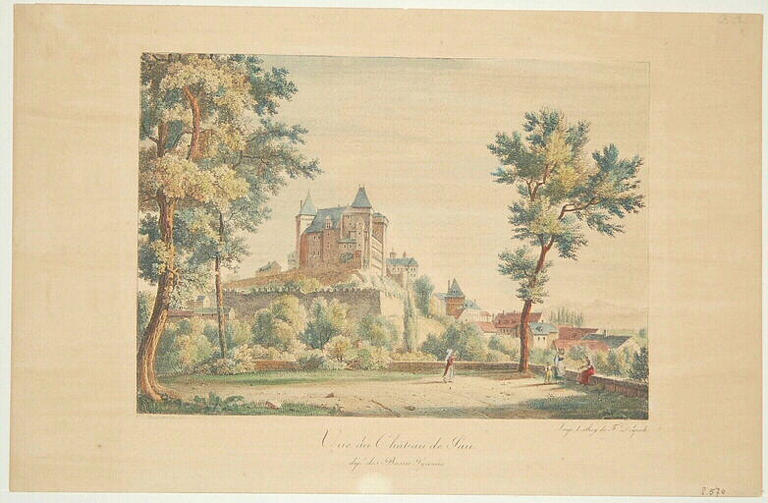 Vue du château de Pau avant l'effondrement du cabinet de la reine Jeanne
