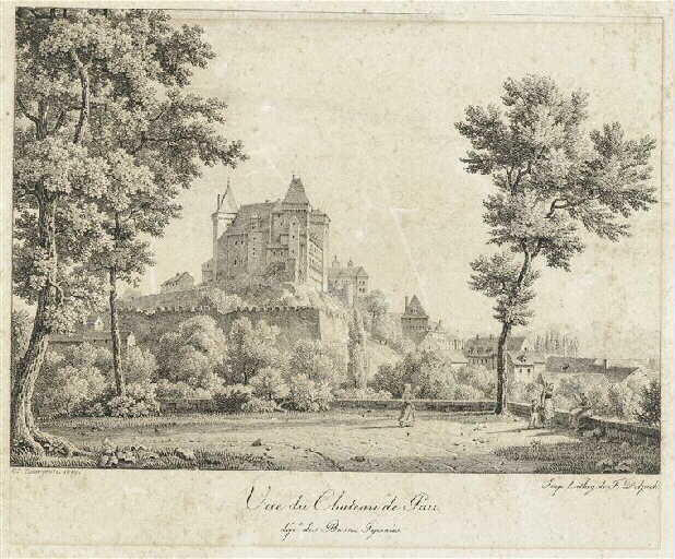 Vue du château de Pau avant l'effondrement du cabinet de la reine Jeanne