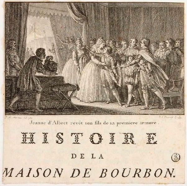 Jeanne d' Albret revêt son fils de sa1ère armure (histoire de la maison de Bourbon titre inscrit)