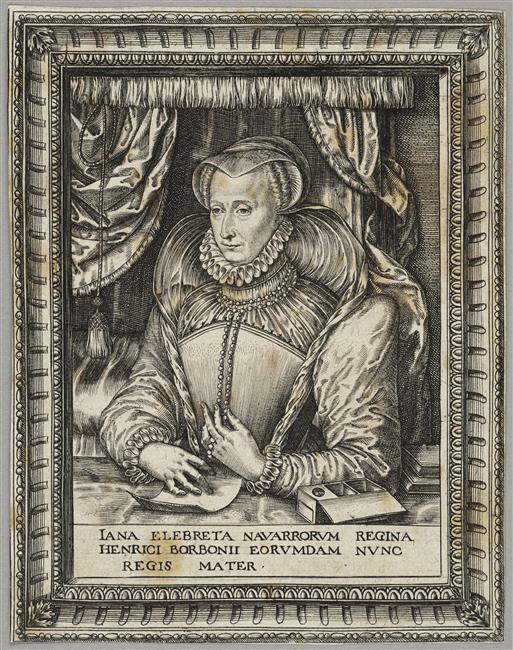 Jeanne d'Albret à mi-corps, portant une coiffe (de veuve)