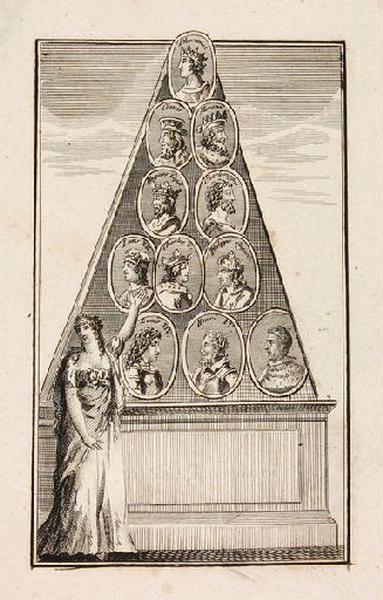 Pyramide avec les médaillons de rois de France (titre factice)
