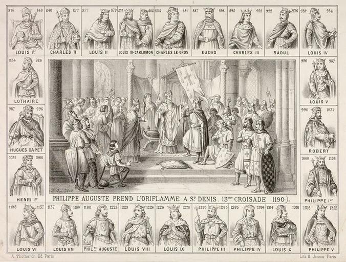 Philippe Auguste prend l'oriflamme à St Denis (3ème croisade 1190) (titre inscrit)